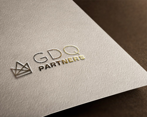 A fictional law firm logo embossed in gold leaf.