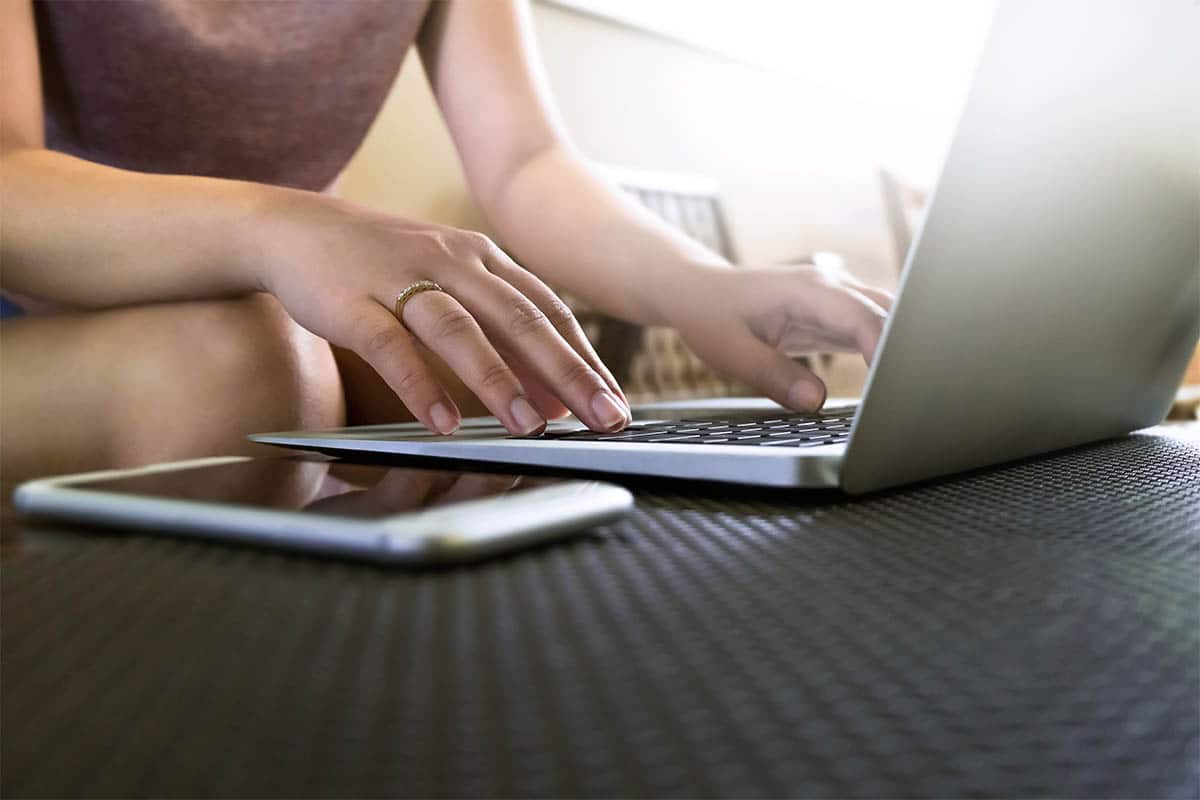 Woman working on her laptop